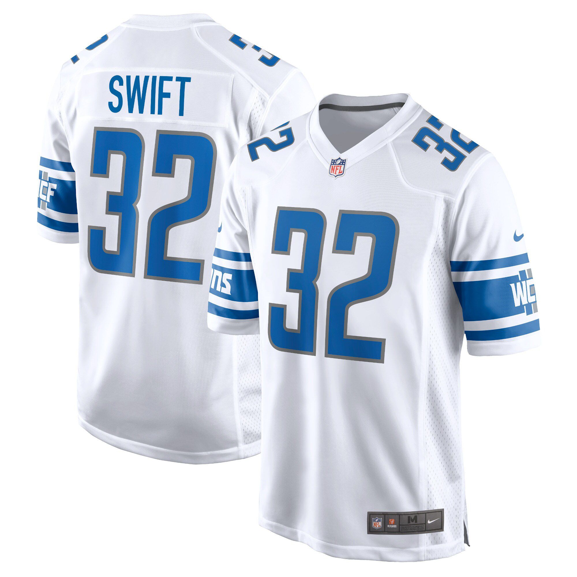 Men Detroit Lions #32 Andre Swift Nike White Game NFL Jersey
